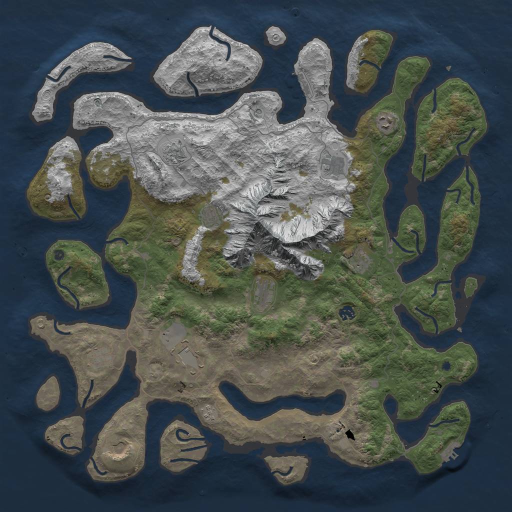 Rust Map: Procedural Map, Size: 5000, Seed: 3851, 22 Monuments