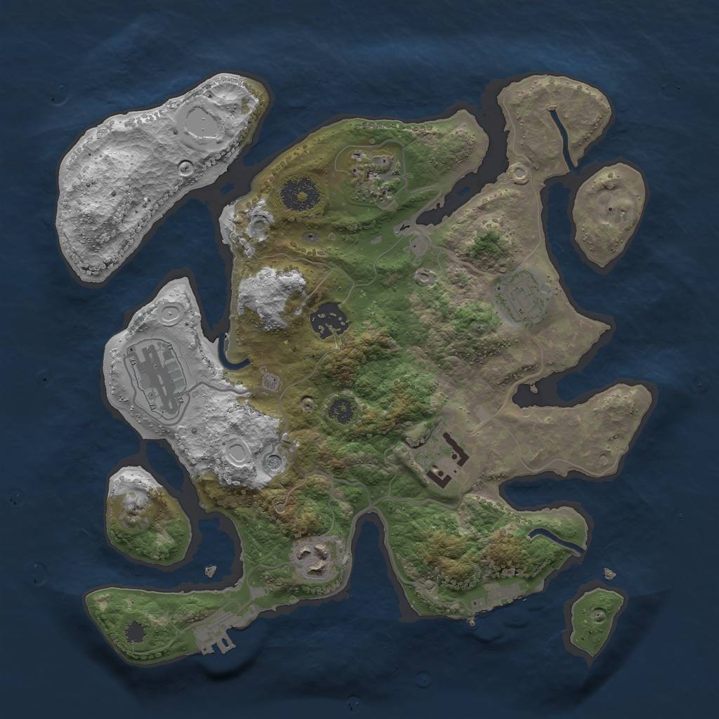 Rust Map: Procedural Map, Size: 3000, Seed: 1006066255, 17 Monuments