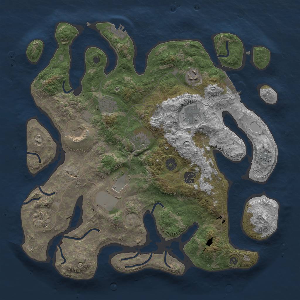 Rust Map: Procedural Map, Size: 3750, Seed: 1656801559, 20 Monuments