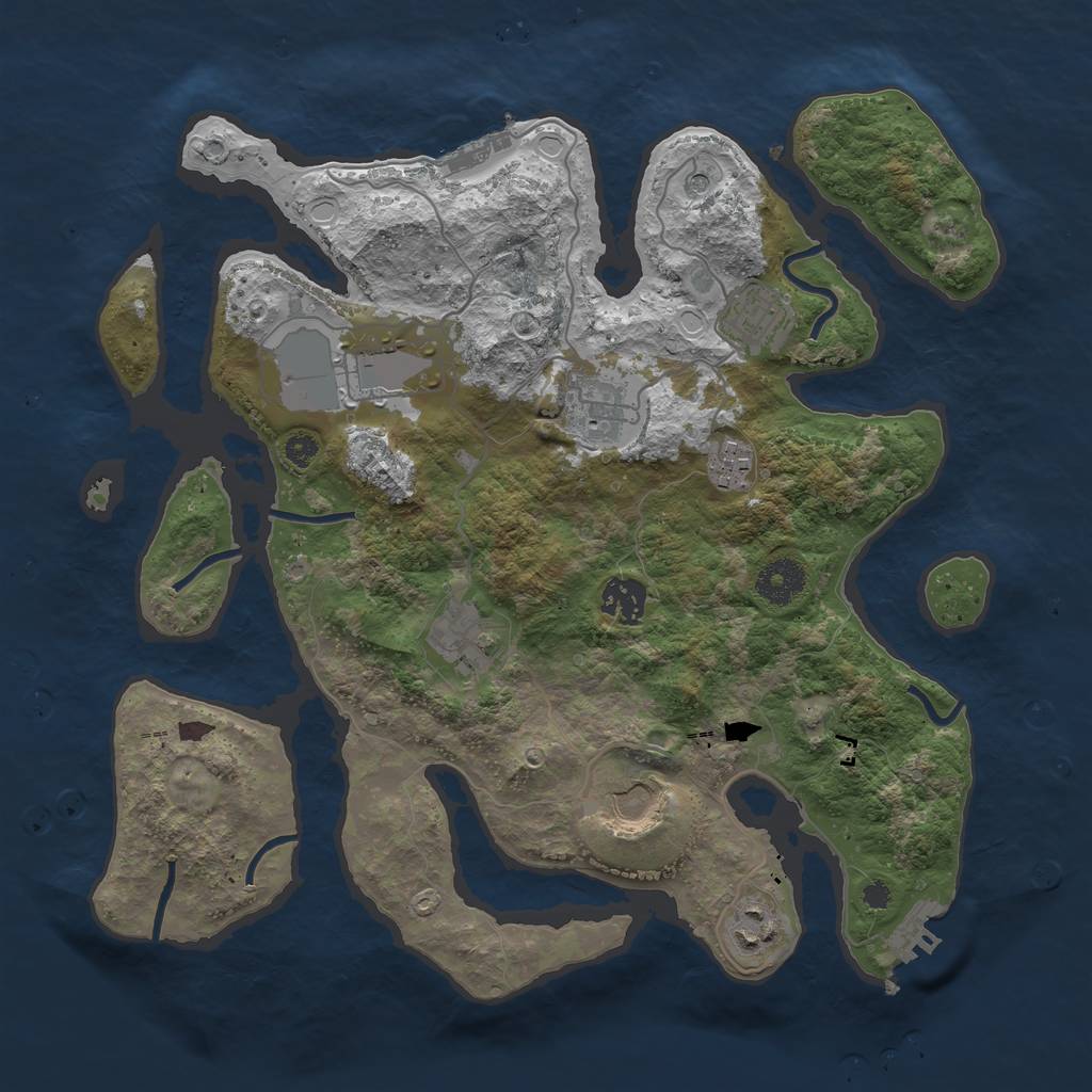 Rust Map: Procedural Map, Size: 3500, Seed: 2069595424, 19 Monuments