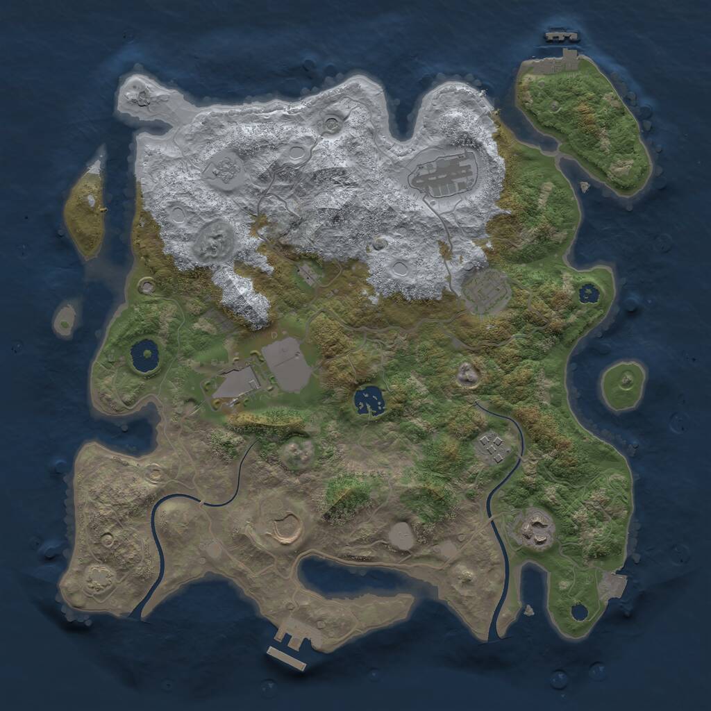 Rust Map: Procedural Map, Size: 3500, Seed: 2069595424, 13 Monuments