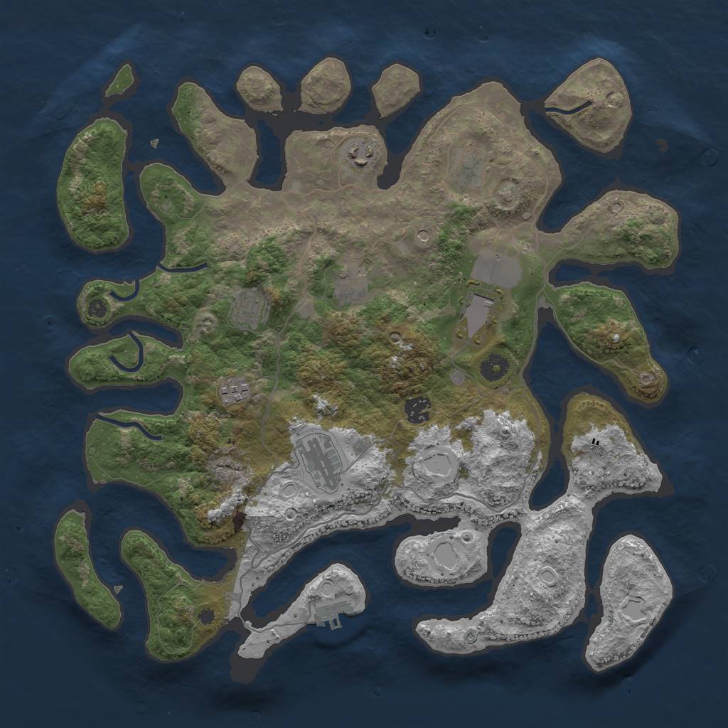 Rust Map: Procedural Map, Size: 4000, Seed: 93069, 18 Monuments