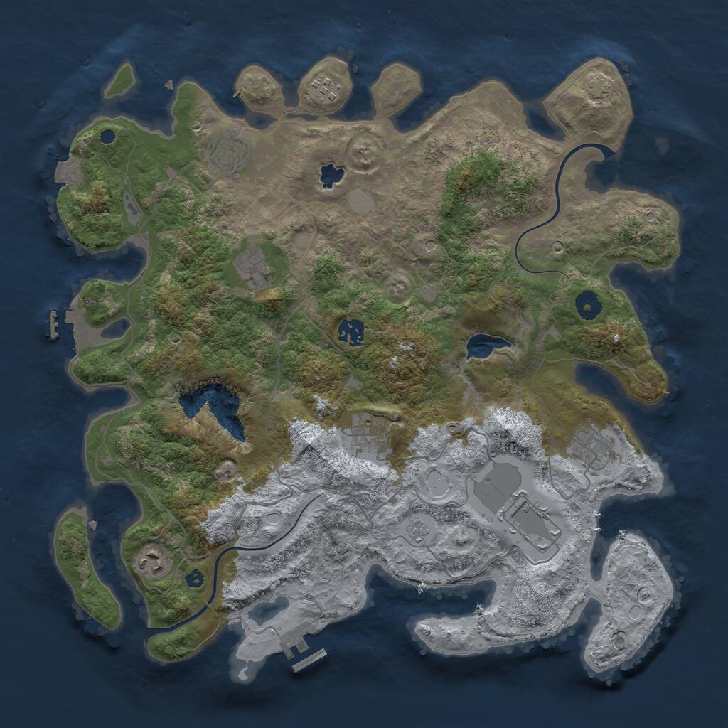 Rust Map: Procedural Map, Size: 4000, Seed: 93069, 14 Monuments