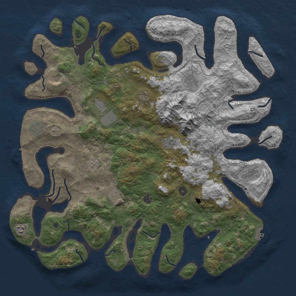 Rust Map: Procedural Map, Size: 5000, Seed: 412412512, 22 Monuments