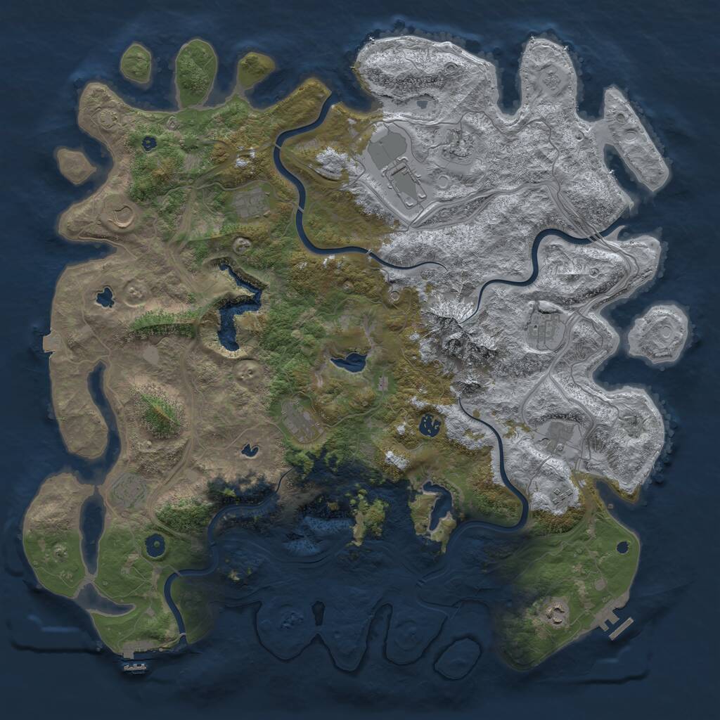 Rust Map: Procedural Map, Size: 5000, Seed: 412412512, 17 Monuments