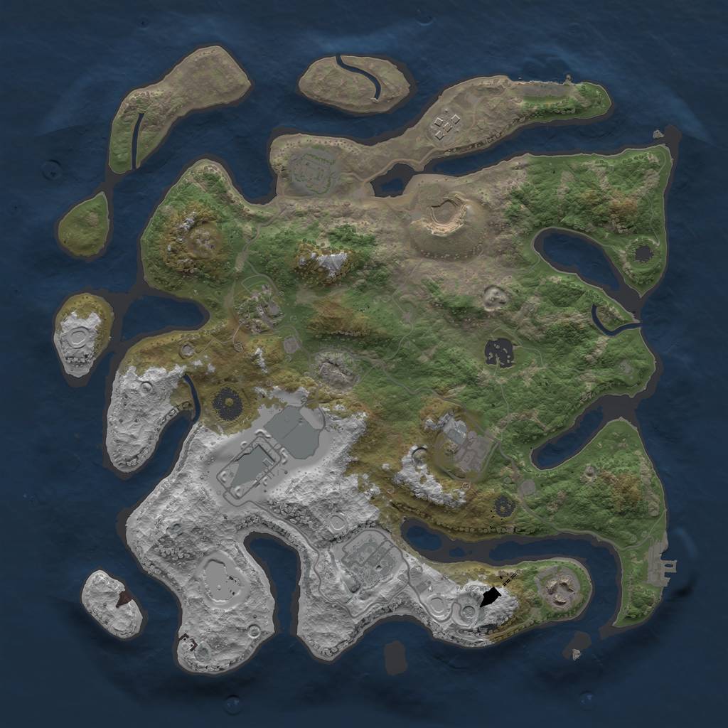 Rust Map: Procedural Map, Size: 3600, Seed: 154032384, 20 Monuments