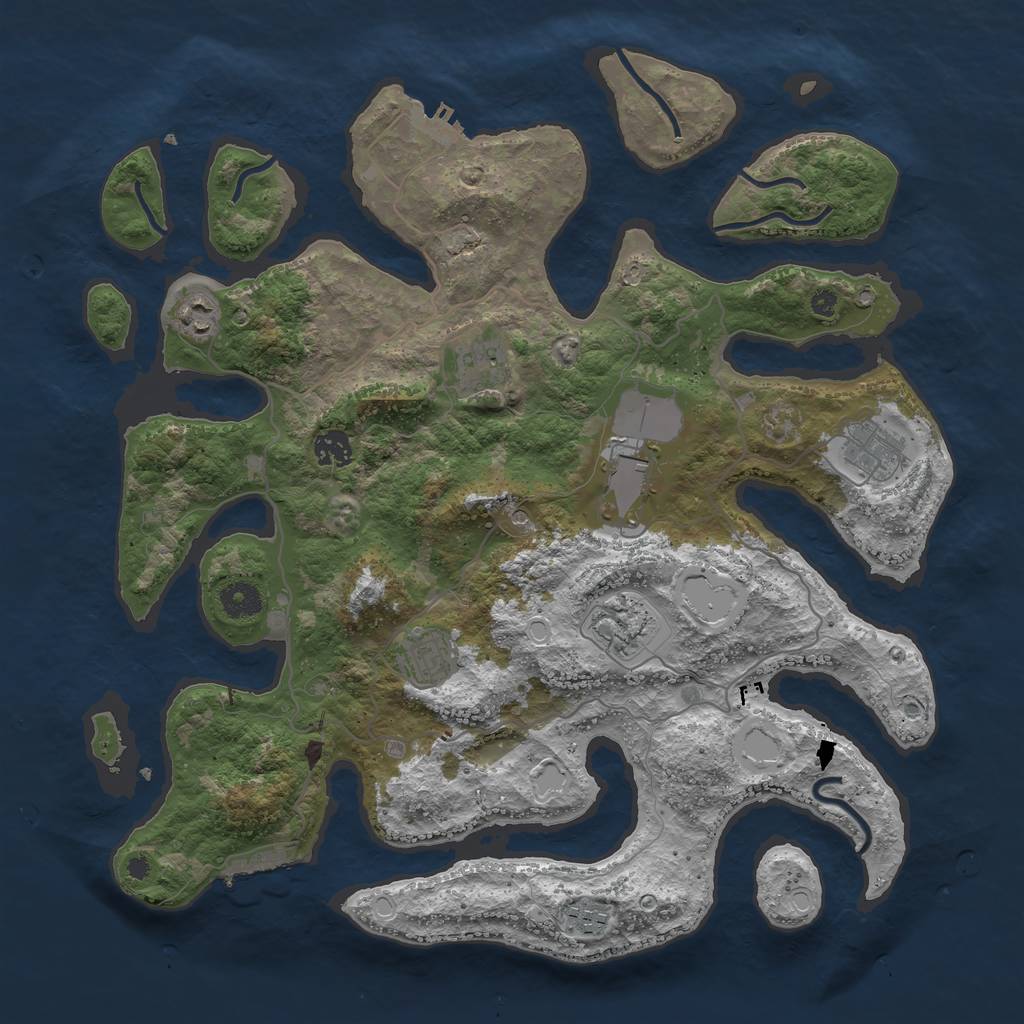 Rust Map: Procedural Map, Size: 4000, Seed: 456876, 19 Monuments