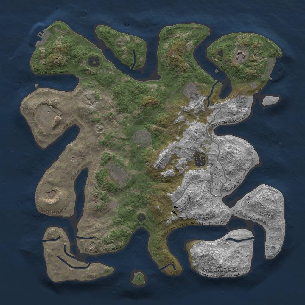 Rust Map: Procedural Map, Size: 4000, Seed: 1466079273, 19 Monuments