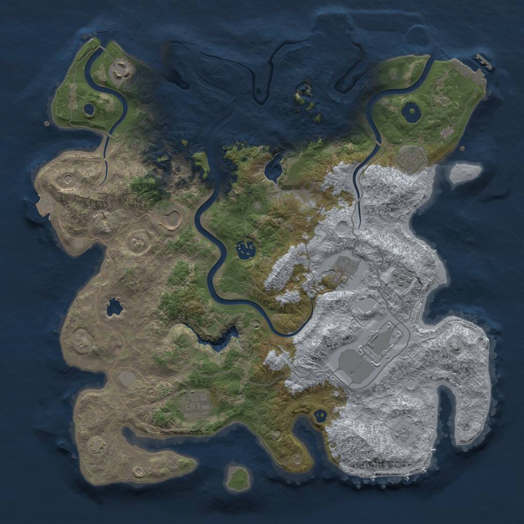 Rust Map: Procedural Map, Size: 4000, Seed: 1466079273, 14 Monuments