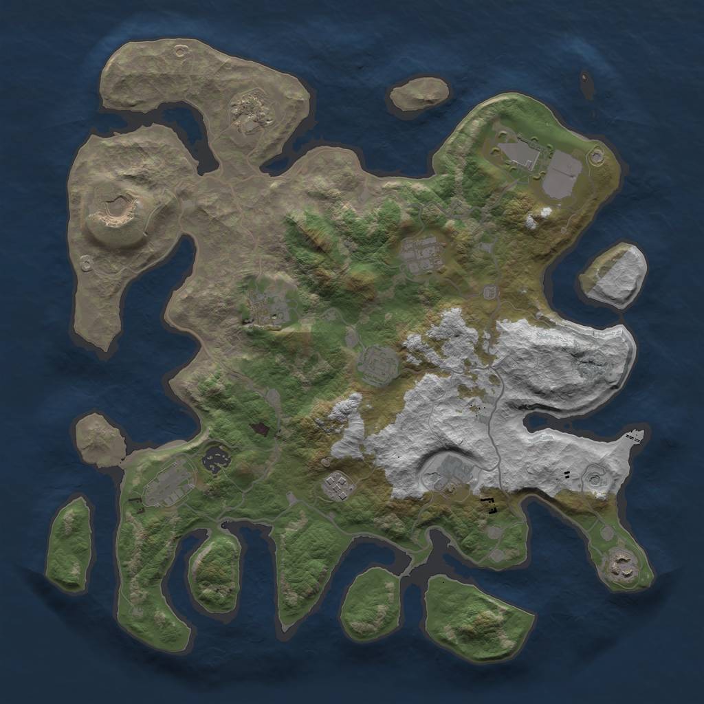 Rust Map: Barren, Size: 4000, Seed: 1792384910, 14 Monuments