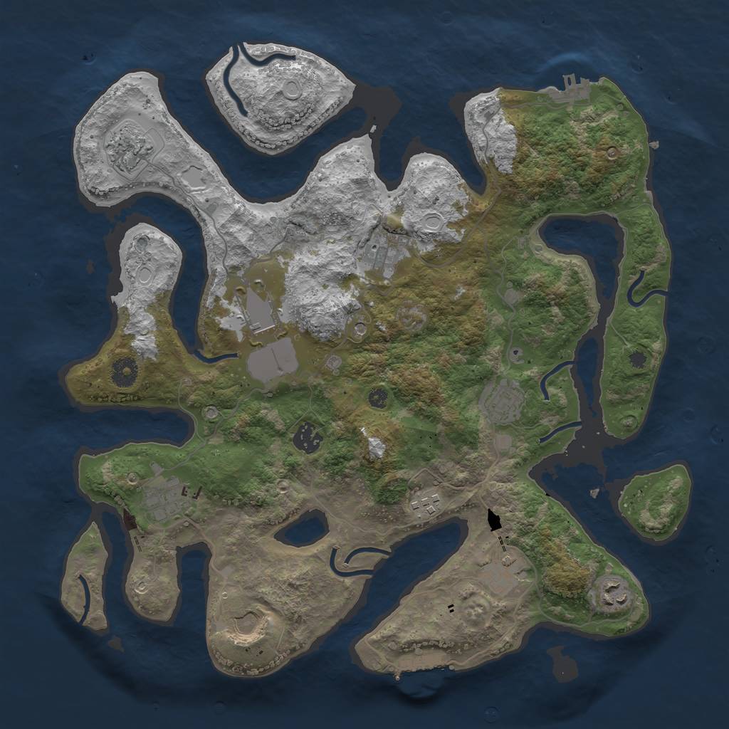 Rust Map: Procedural Map, Size: 3800, Seed: 45345452, 21 Monuments