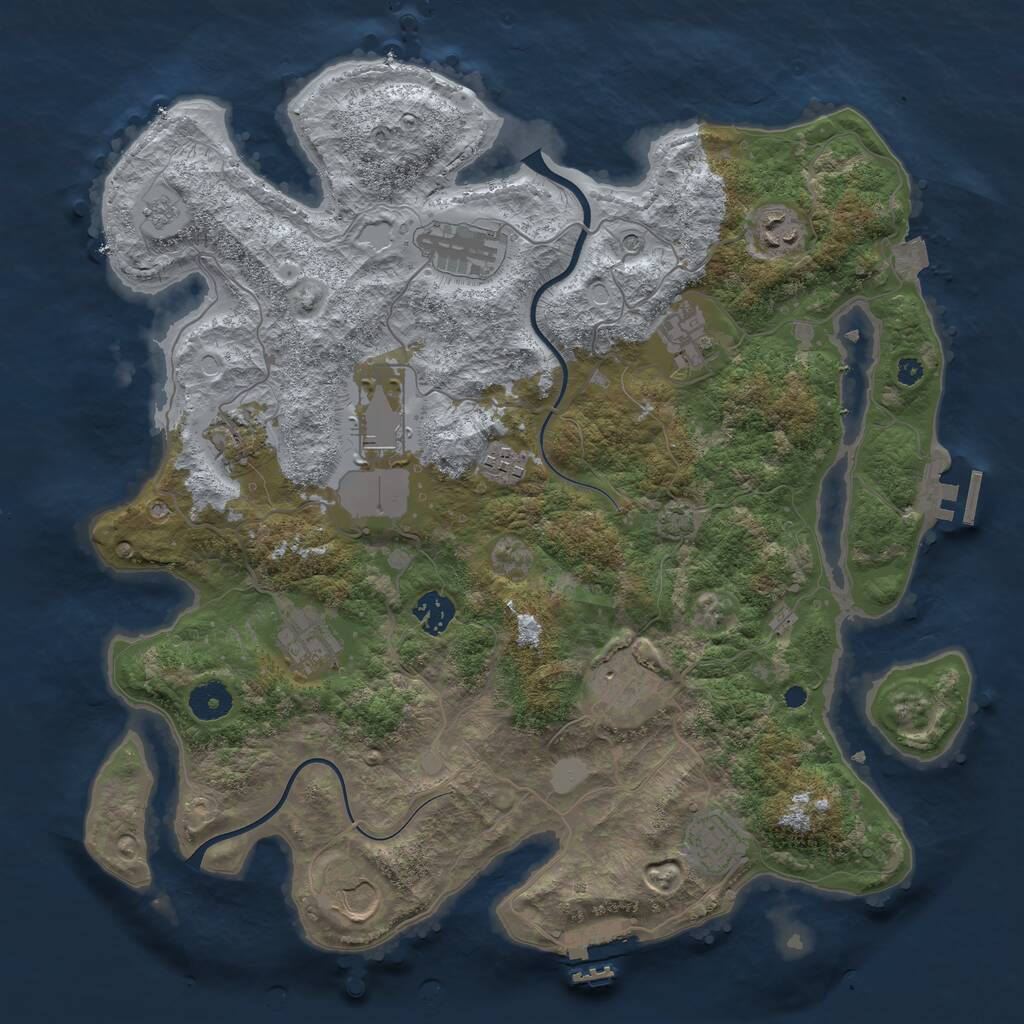 Rust Map: Procedural Map, Size: 3800, Seed: 45345452, 17 Monuments
