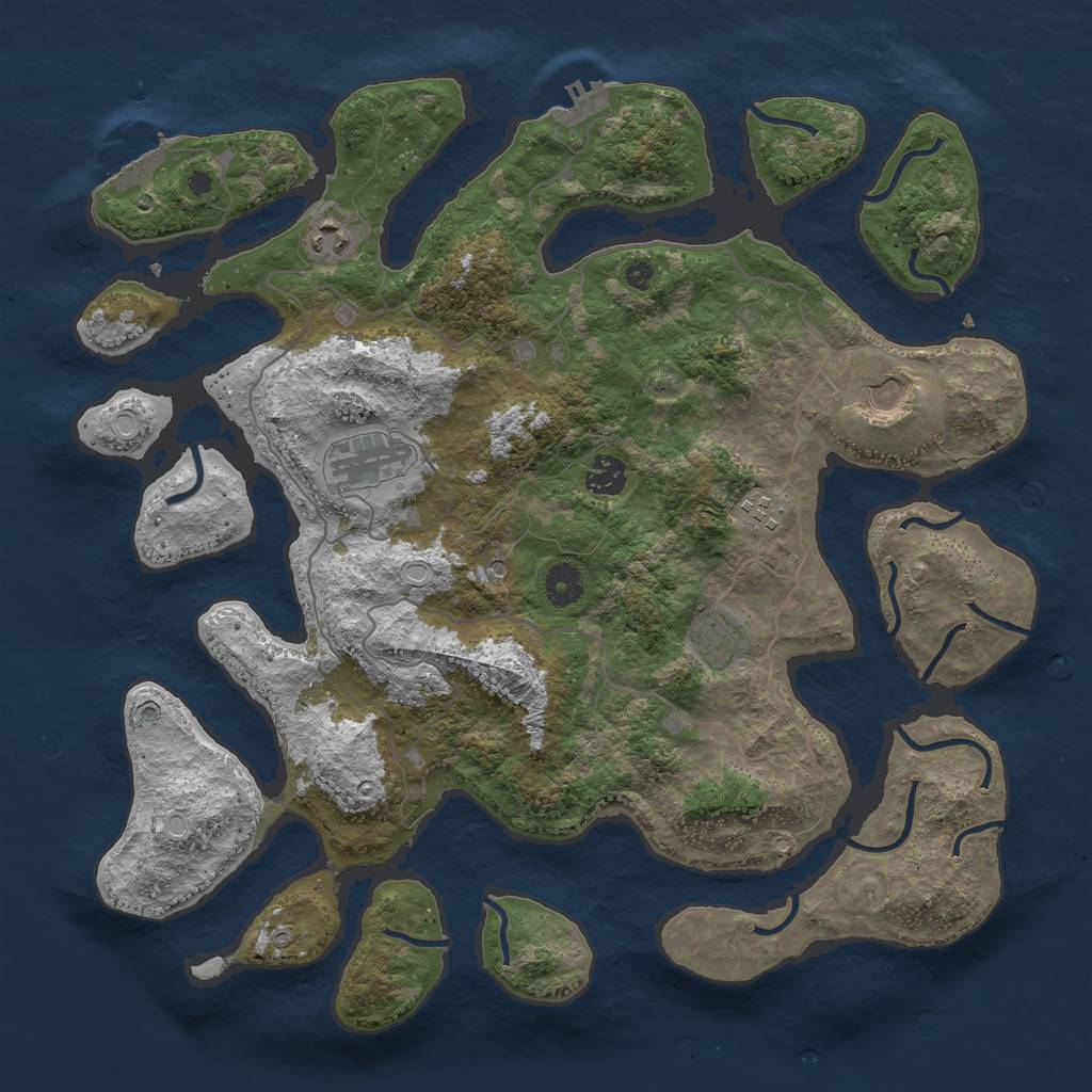 Rust Map: Procedural Map, Size: 4000, Seed: 2127066062, 17 Monuments