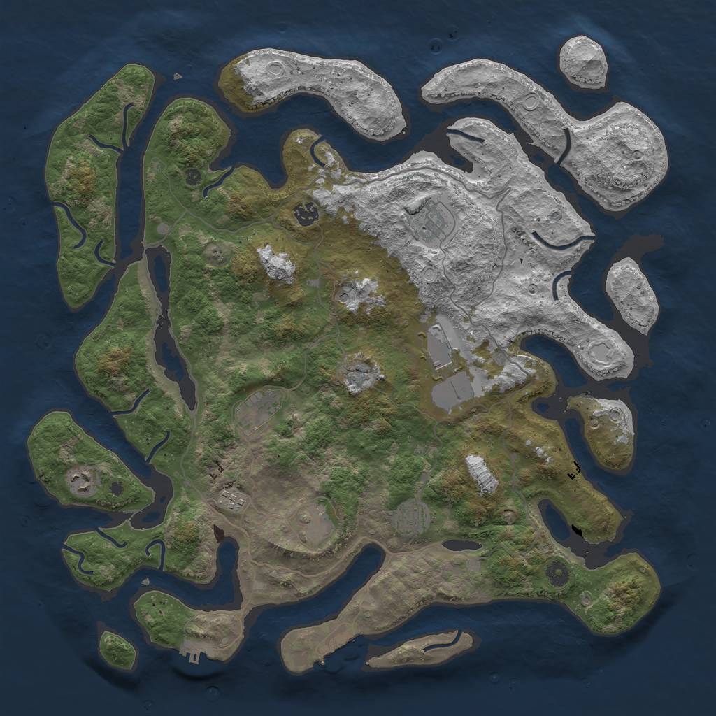 Rust Map: Procedural Map, Size: 4500, Seed: 848571696, 19 Monuments