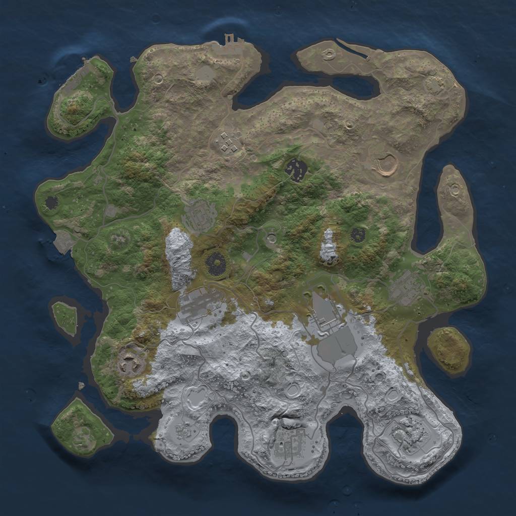 Rust Map: Procedural Map, Size: 3500, Seed: 29764255, 18 Monuments