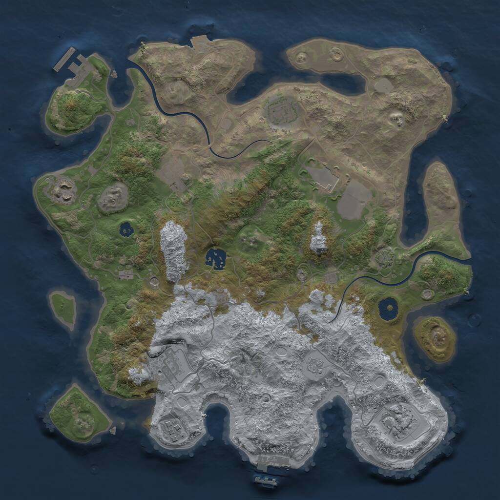 Rust Map: Procedural Map, Size: 3500, Seed: 29764255, 14 Monuments