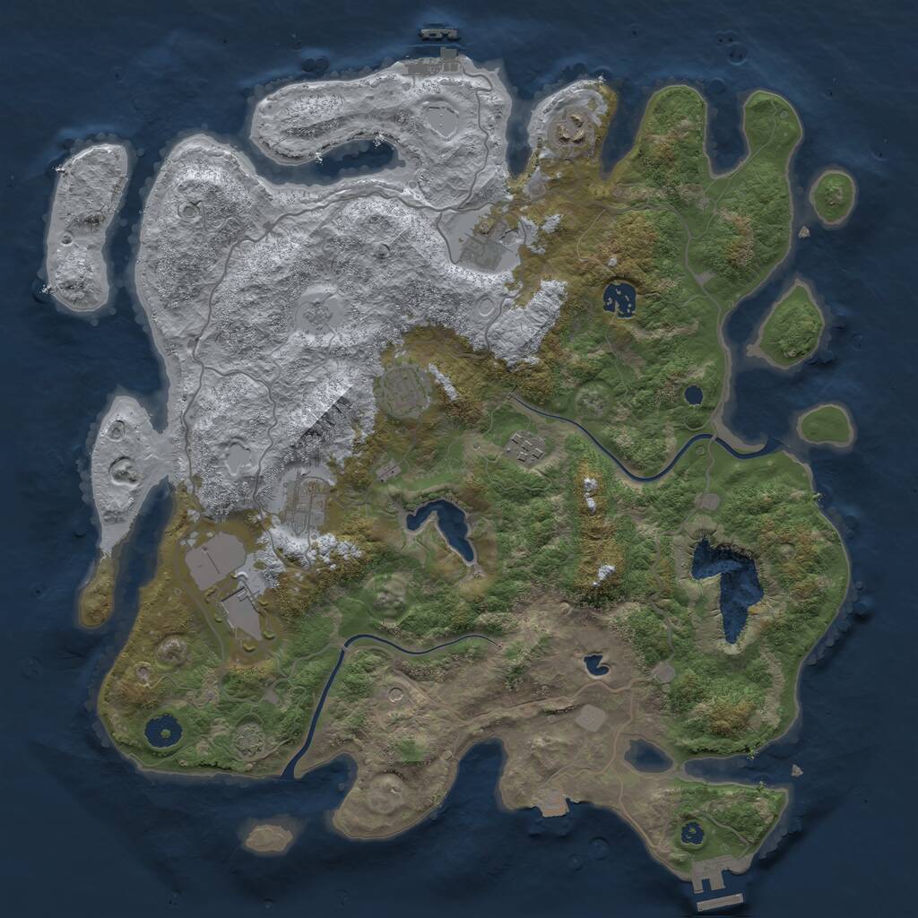 Rust Map: Procedural Map, Size: 4000, Seed: 756, 13 Monuments