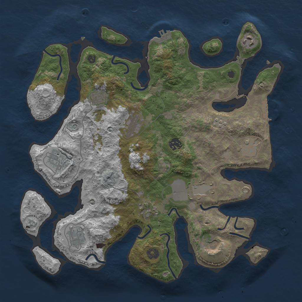 Rust Map: Procedural Map, Size: 3700, Seed: 529093587, 22 Monuments