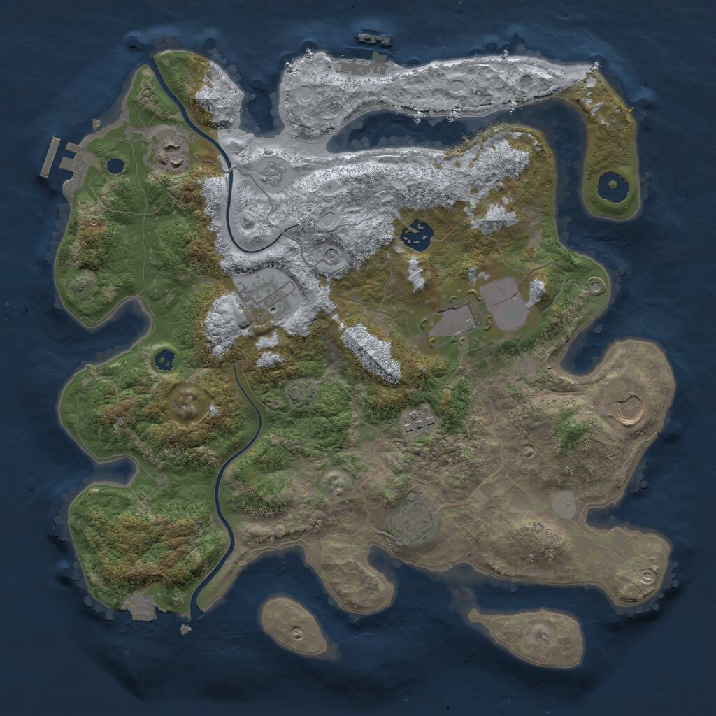 Rust Map: Procedural Map, Size: 3500, Seed: 766745, 13 Monuments