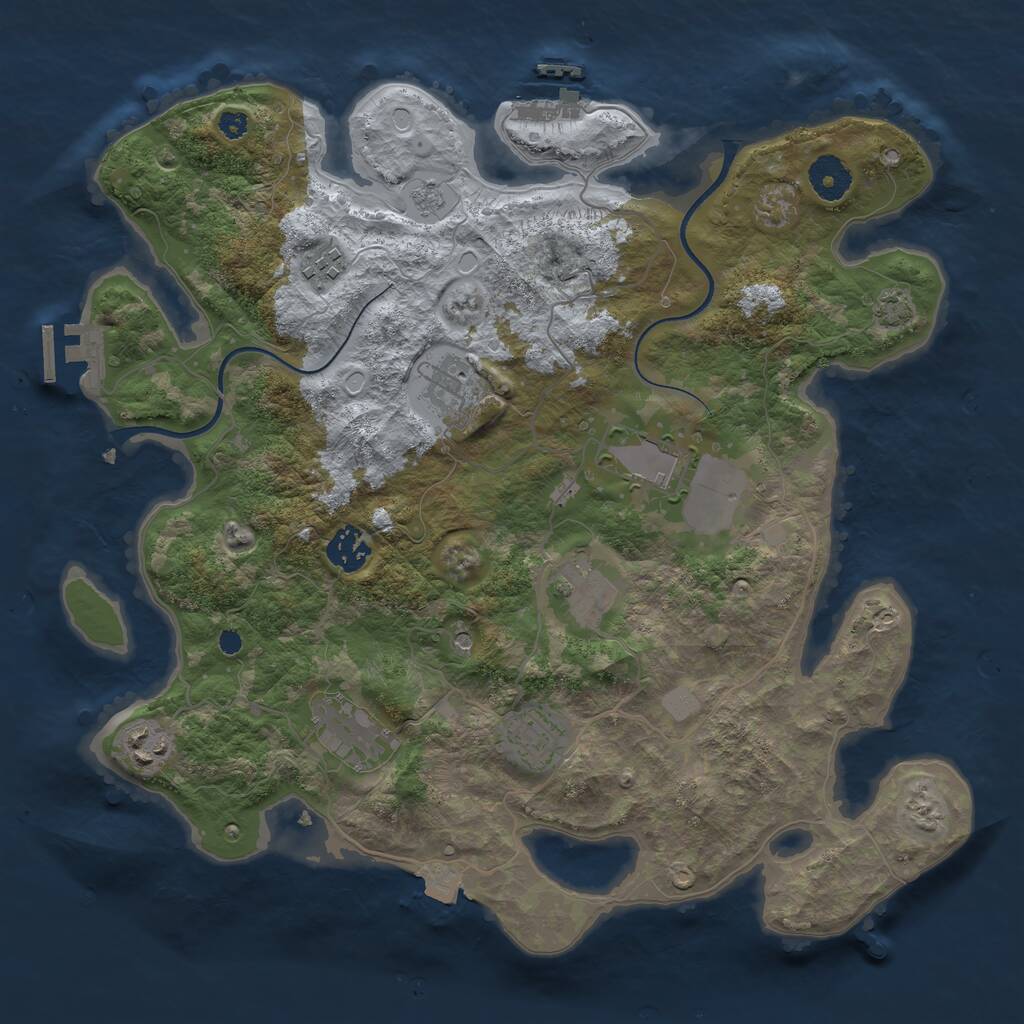 Rust Map: Procedural Map, Size: 3600, Seed: 206597396, 14 Monuments