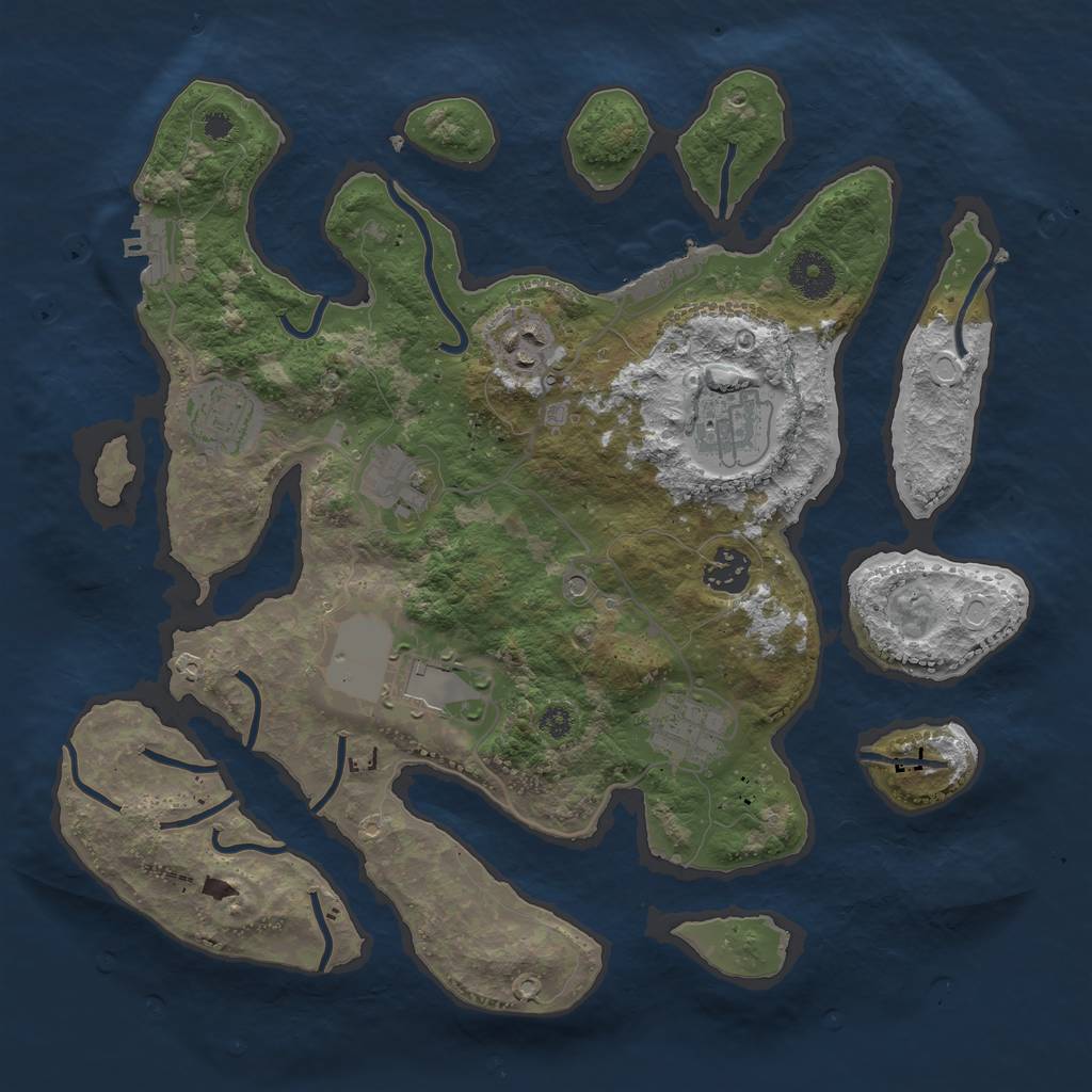 Rust Map: Procedural Map, Size: 3500, Seed: 46067649, 18 Monuments