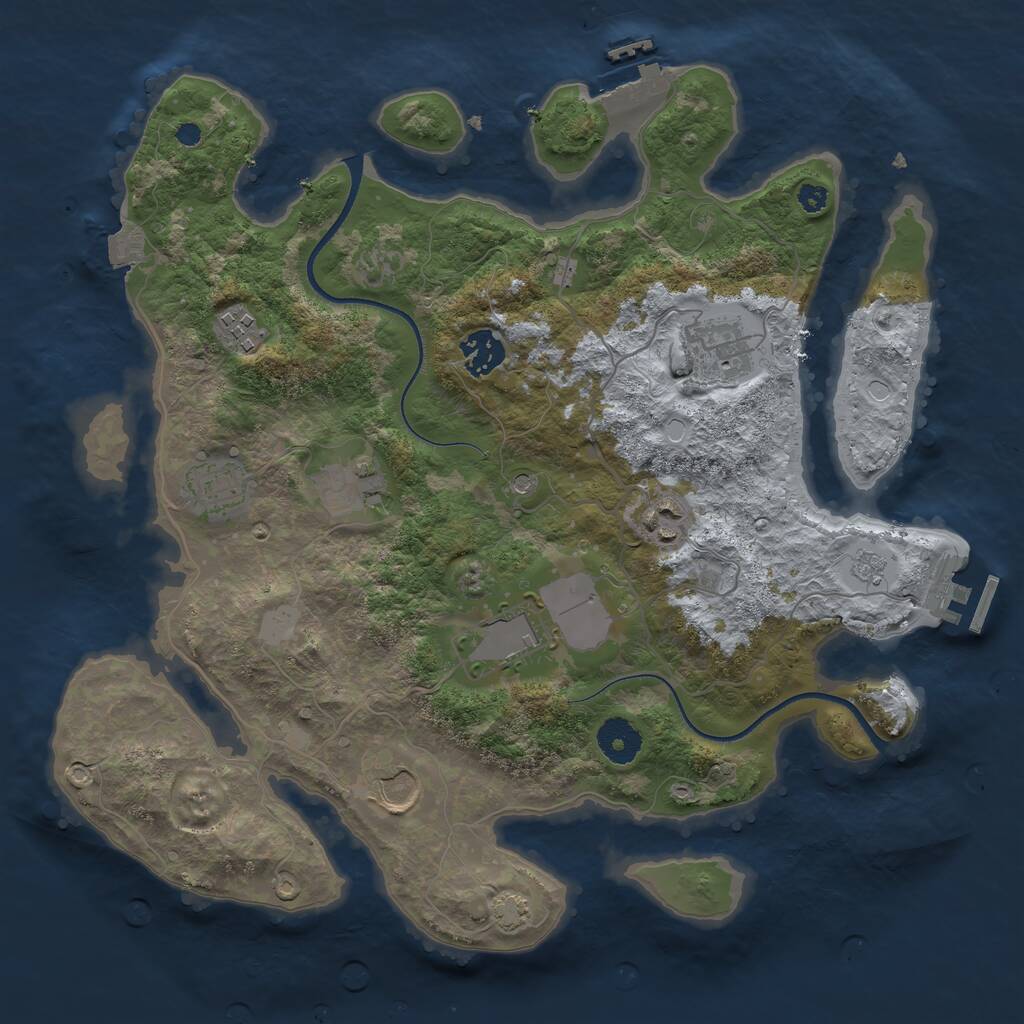 Rust Map: Procedural Map, Size: 3500, Seed: 46067649, 14 Monuments