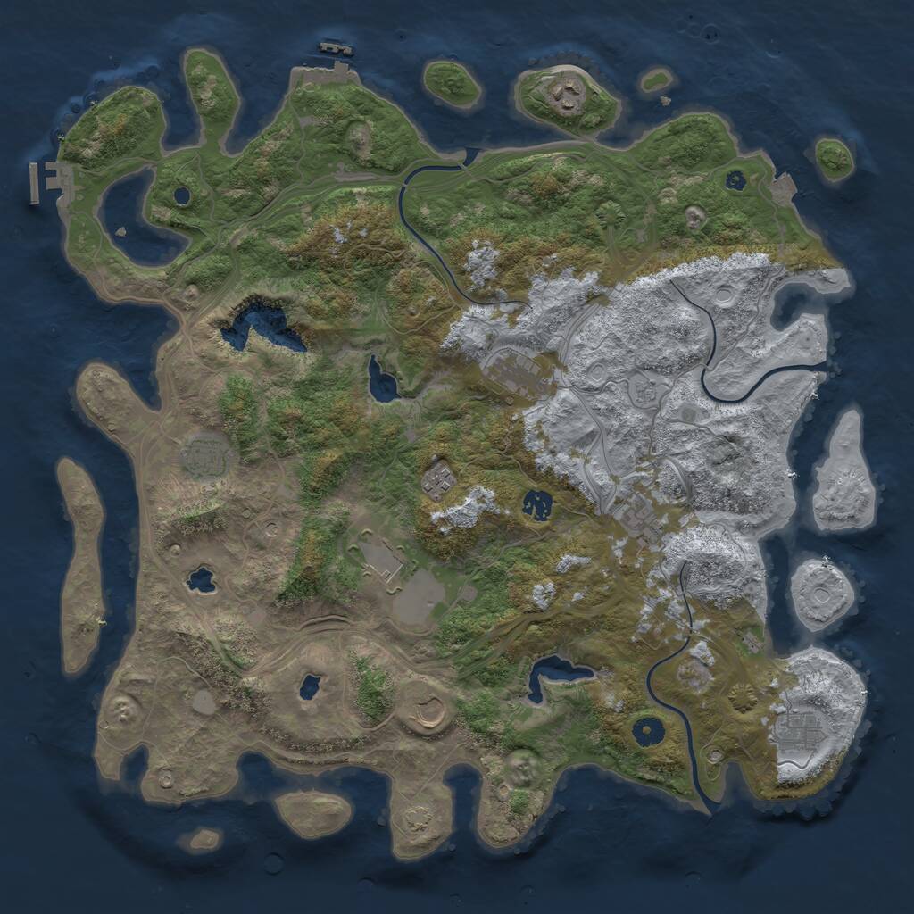 Rust Map: Procedural Map, Size: 4500, Seed: 800000, 15 Monuments
