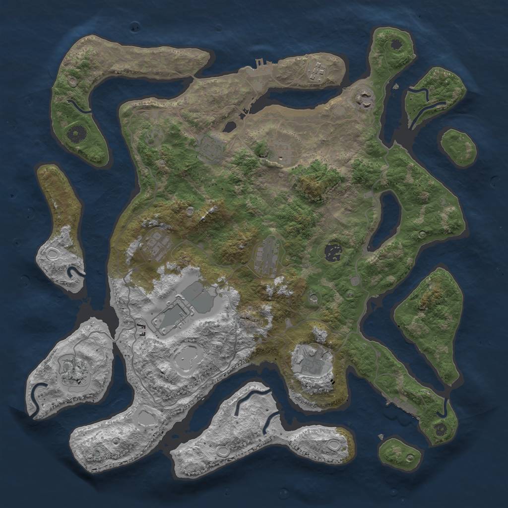 Rust Map: Procedural Map, Size: 4200, Seed: 999999, 21 Monuments