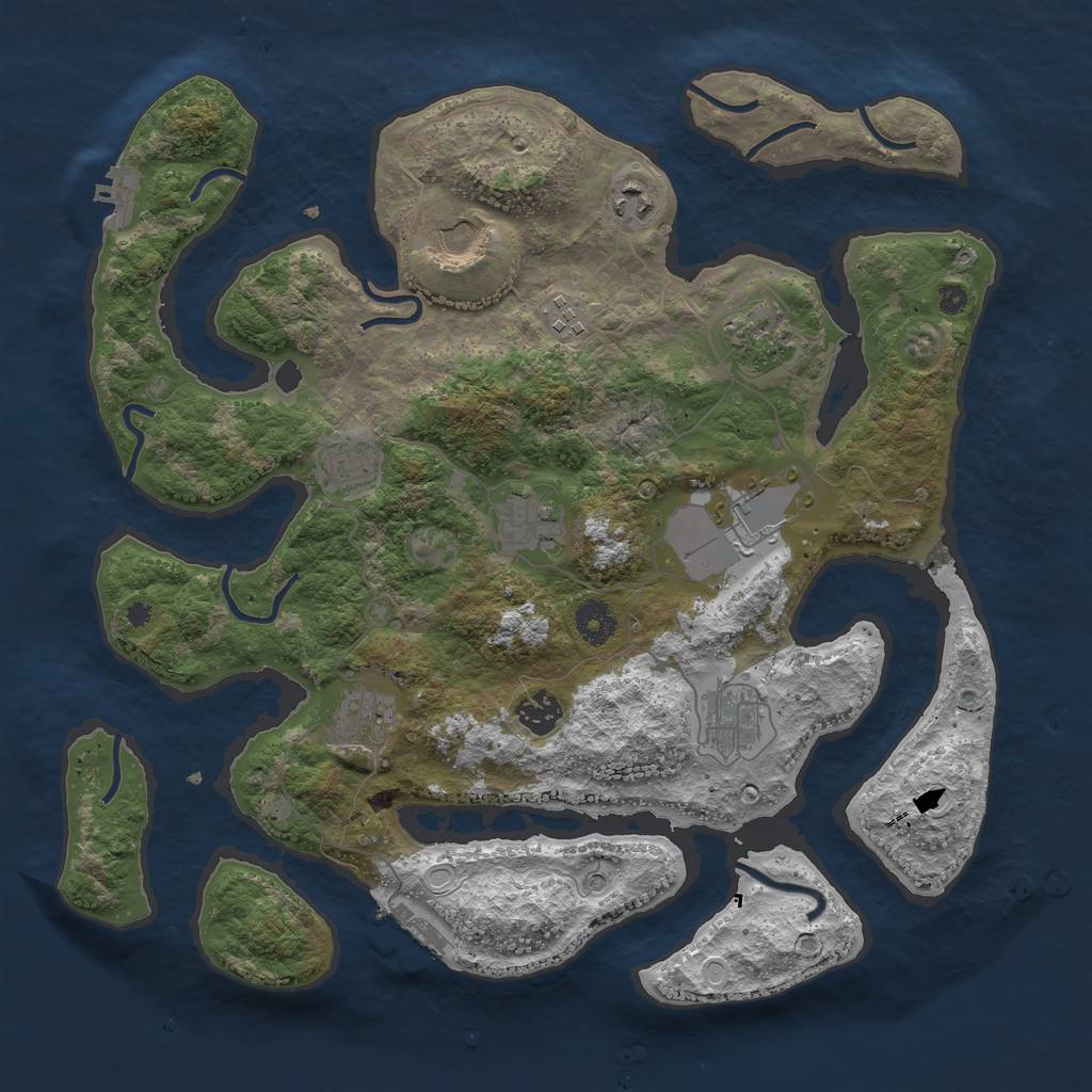 Rust Map: Procedural Map, Size: 3800, Seed: 45345454, 21 Monuments