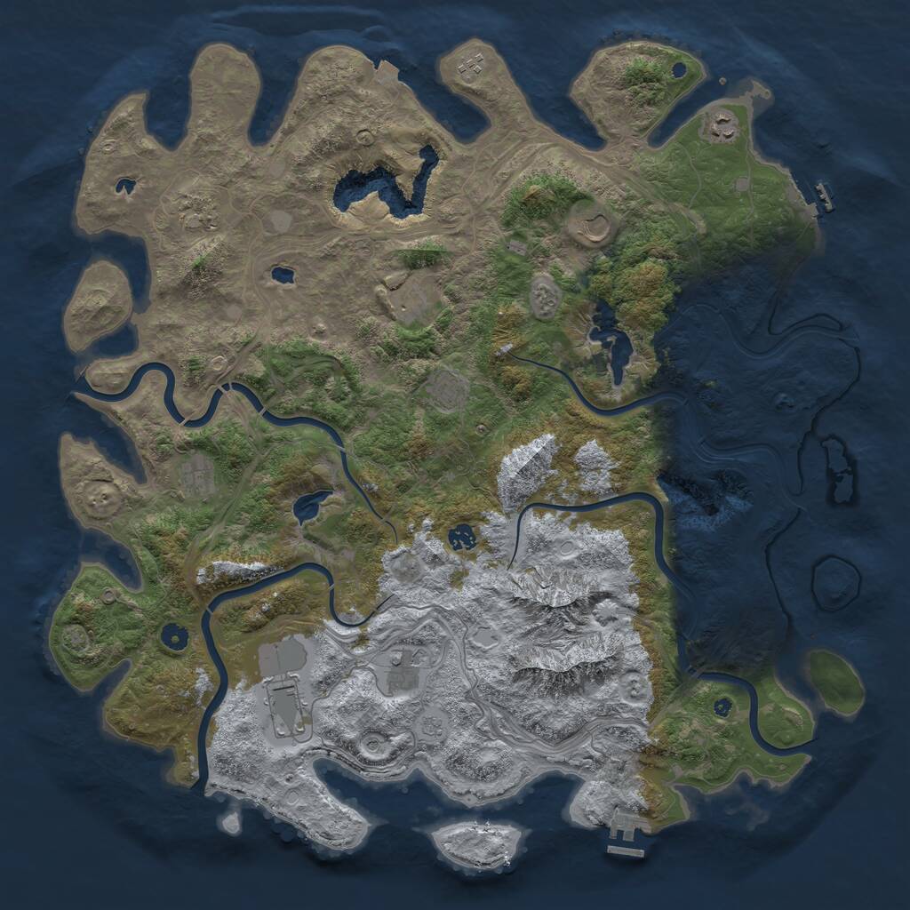 Rust Map: Procedural Map, Size: 5000, Seed: 30102005, 16 Monuments