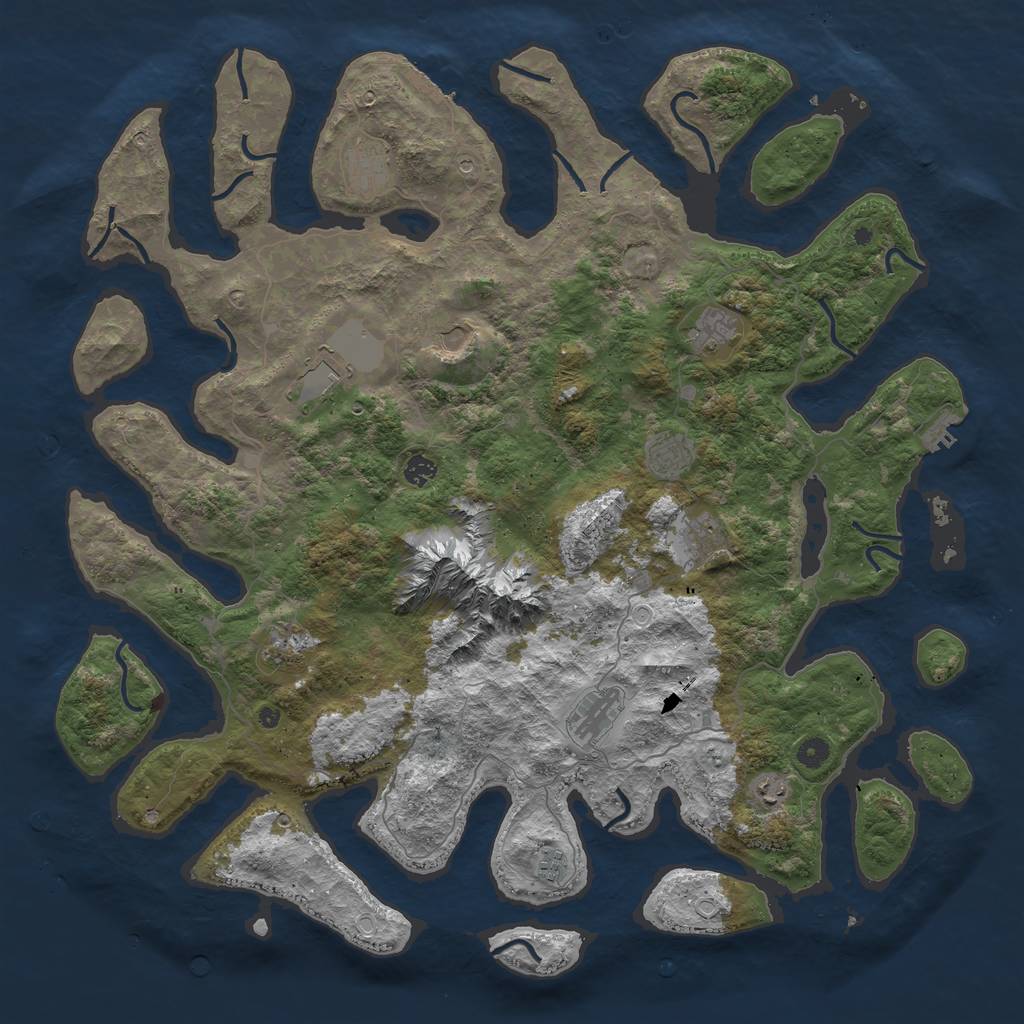 Rust Map: Procedural Map, Size: 5000, Seed: 30102005, 22 Monuments