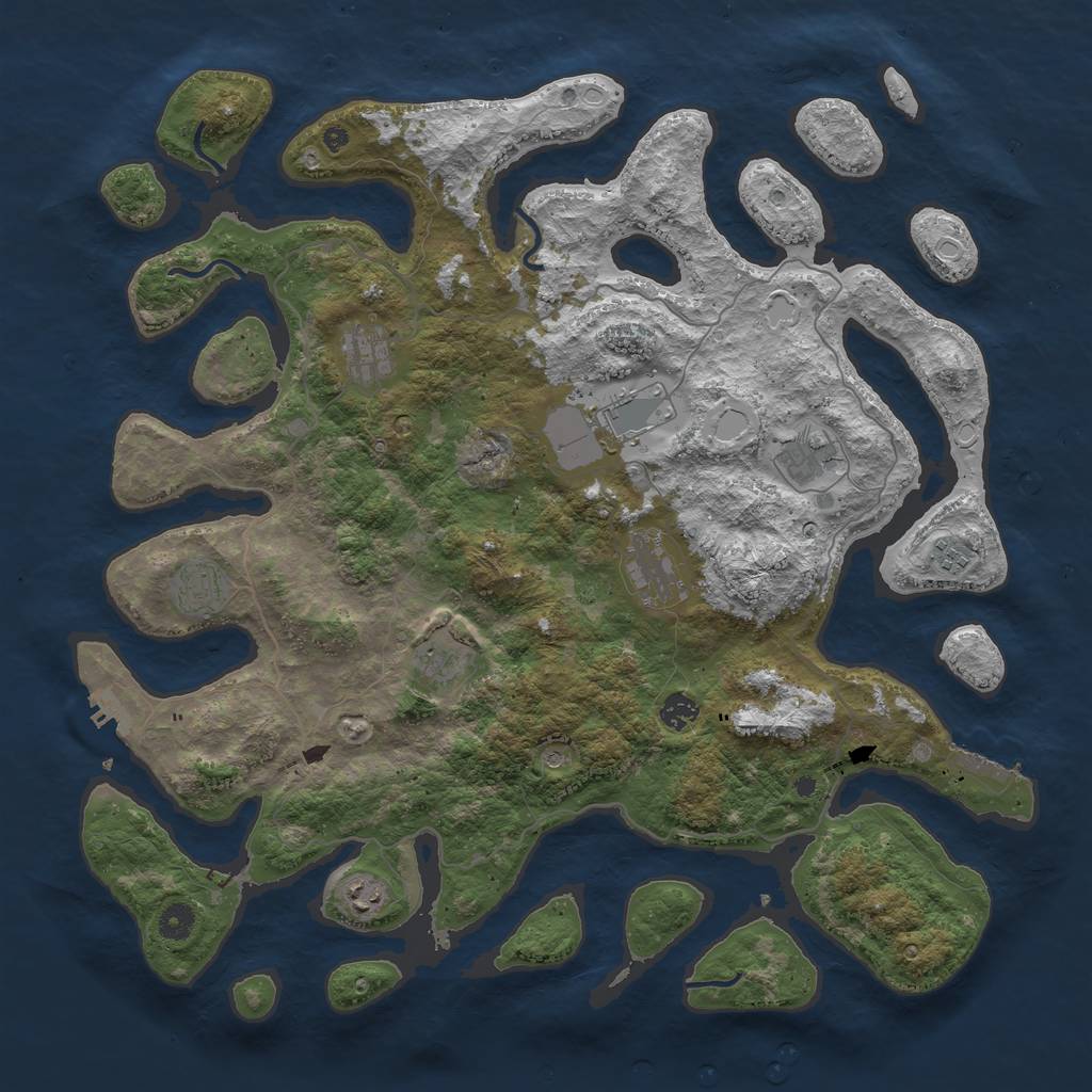 Rust Map: Procedural Map, Size: 4500, Seed: 520167825, 20 Monuments