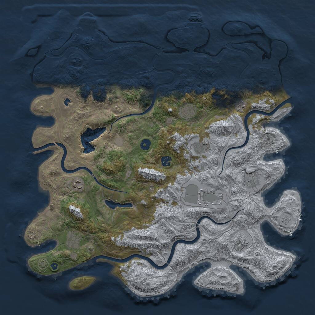 Rust Map: Procedural Map, Size: 4400, Seed: 734896725, 15 Monuments