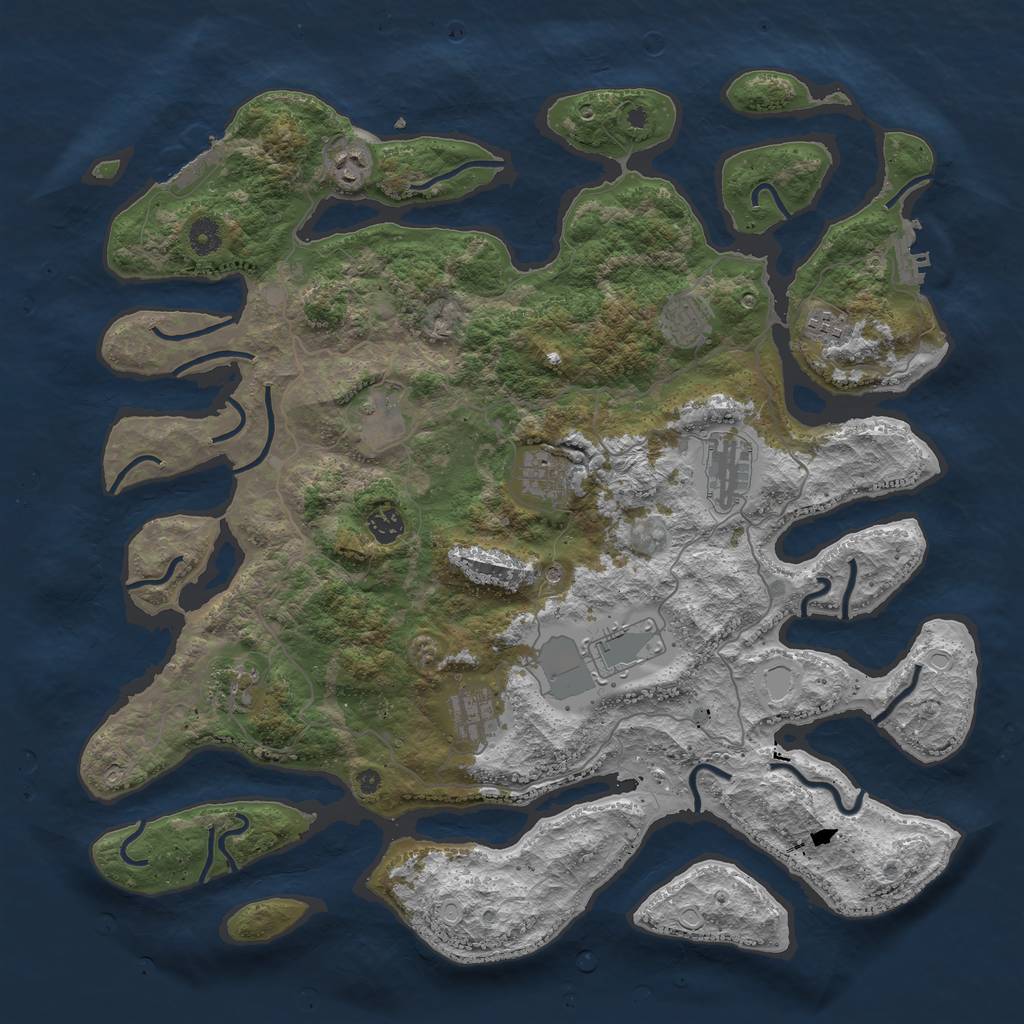 Rust Map: Procedural Map, Size: 4400, Seed: 734896725, 21 Monuments