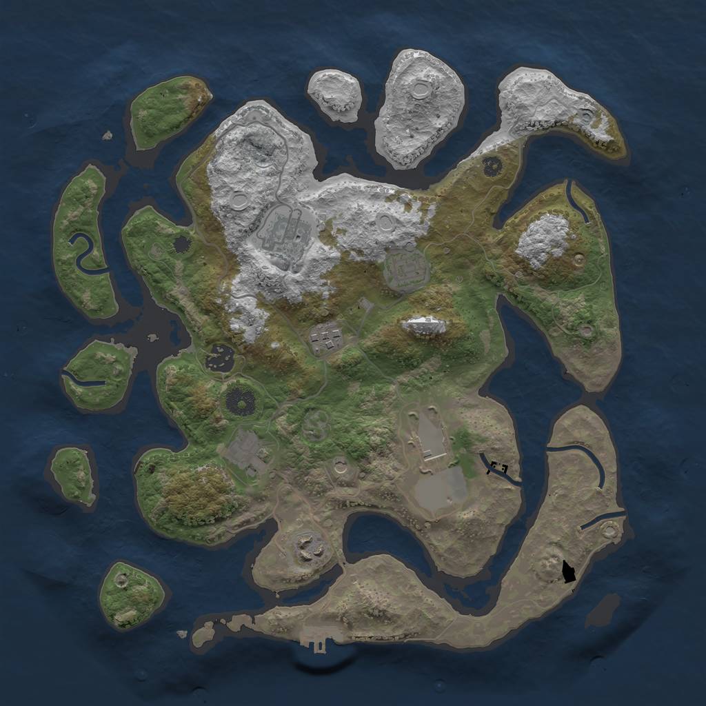 Rust Map: Procedural Map, Size: 3600, Seed: 1803882010, 17 Monuments