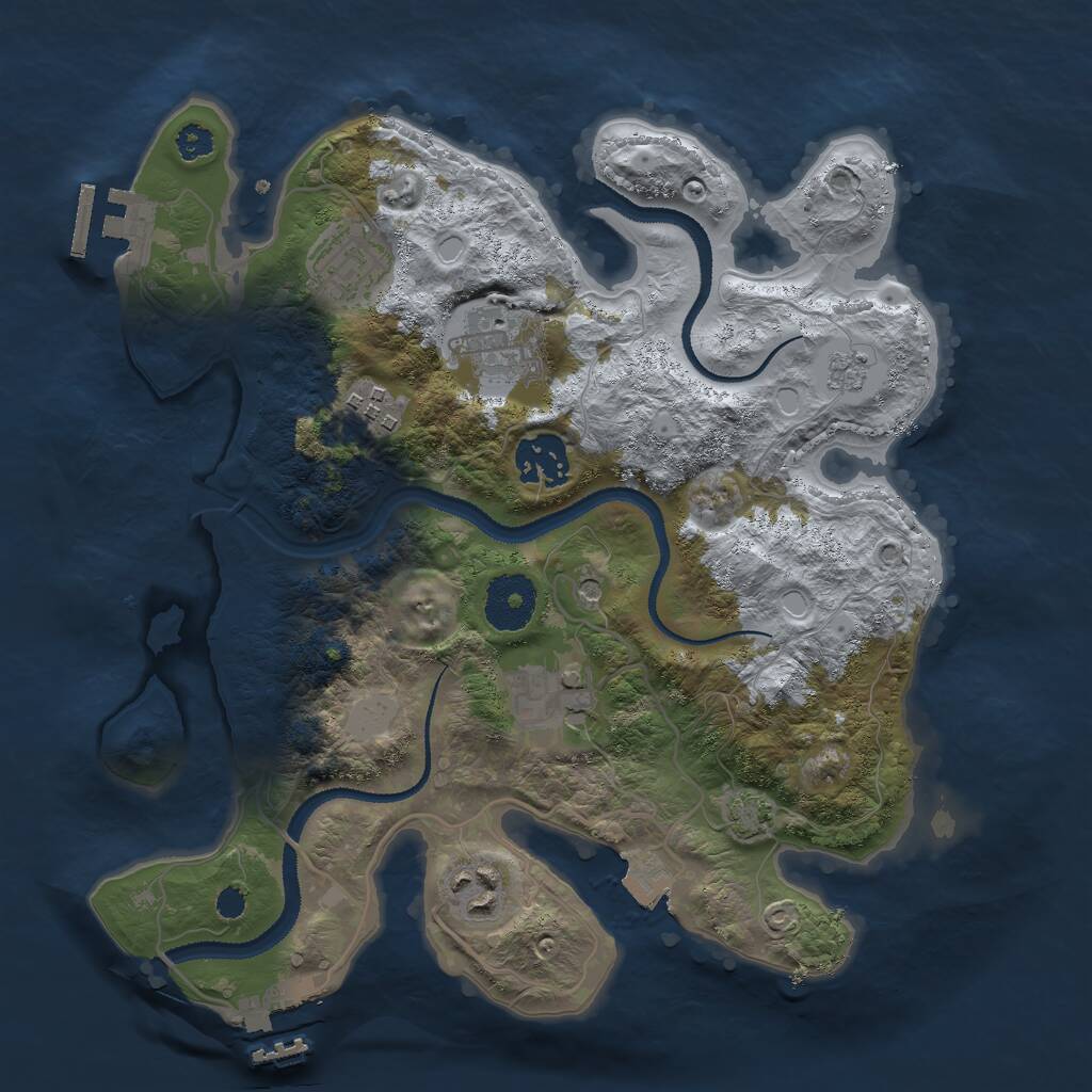 Rust Map: Procedural Map, Size: 3000, Seed: 2369886, 12 Monuments