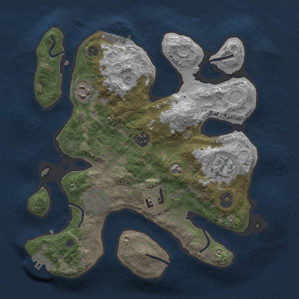 Rust Map: Procedural Map, Size: 3000, Seed: 2369886, 16 Monuments