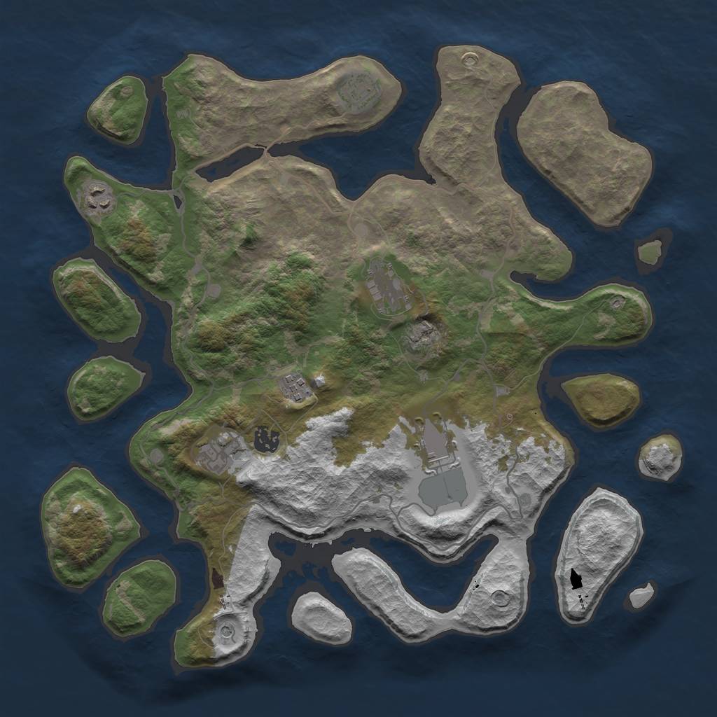 Rust Map: Barren, Size: 4000, Seed: 845456655, 10 Monuments