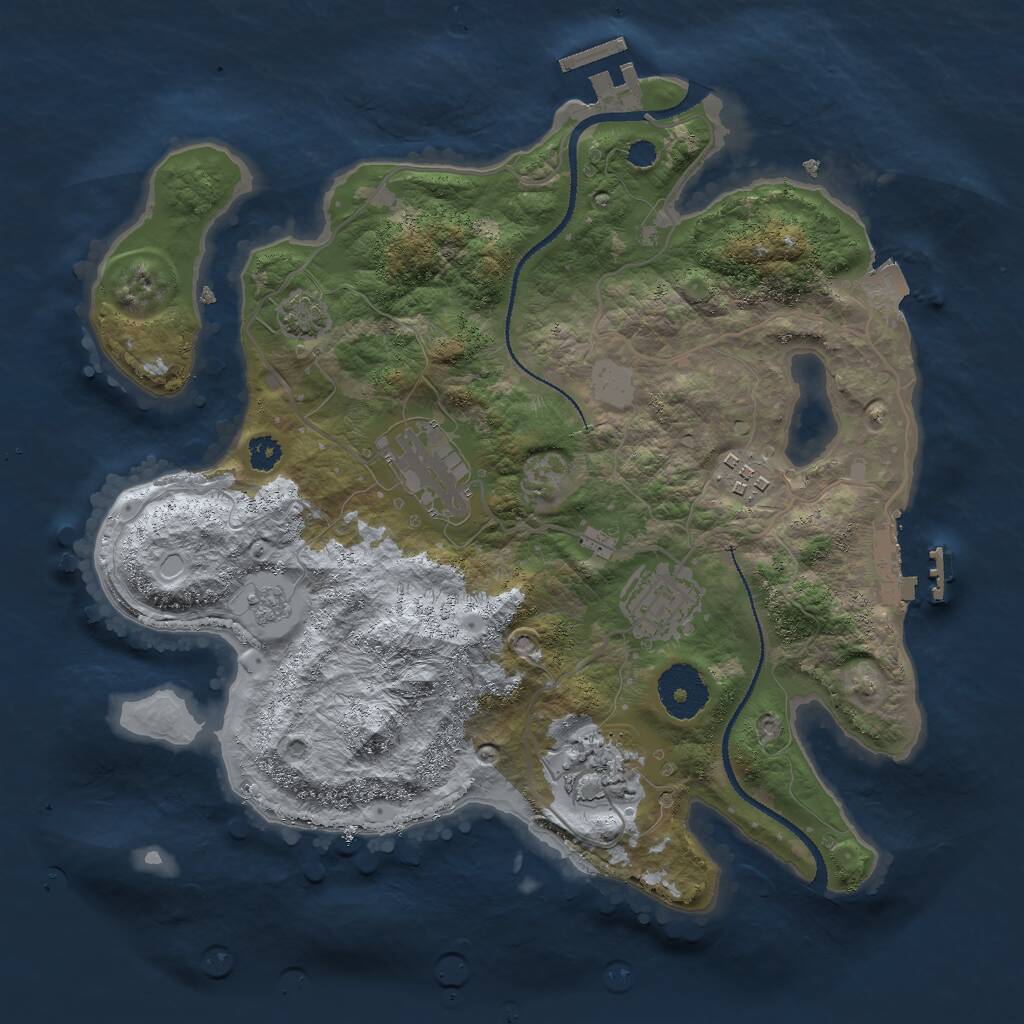 Rust Map: Procedural Map, Size: 3000, Seed: 1365628608, 9 Monuments