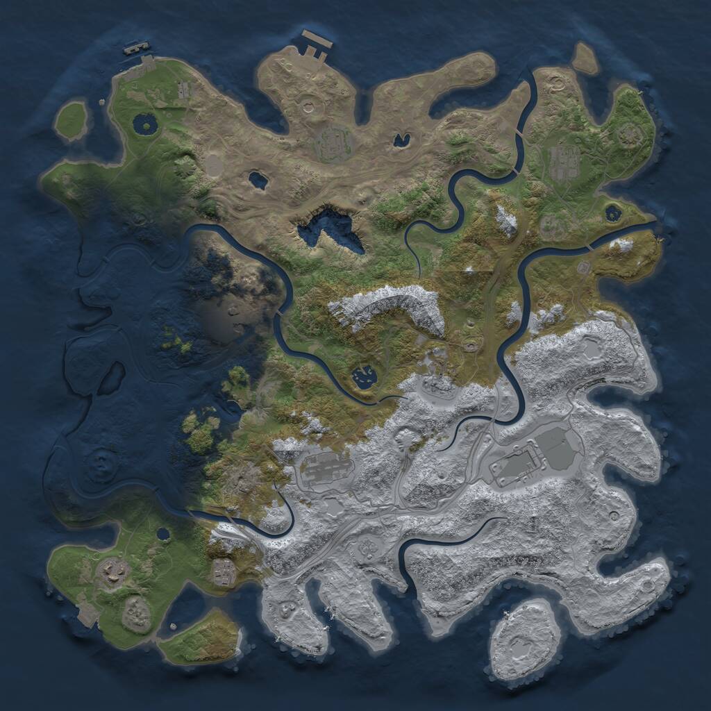 Rust Map: Procedural Map, Size: 4500, Seed: 6416, 15 Monuments