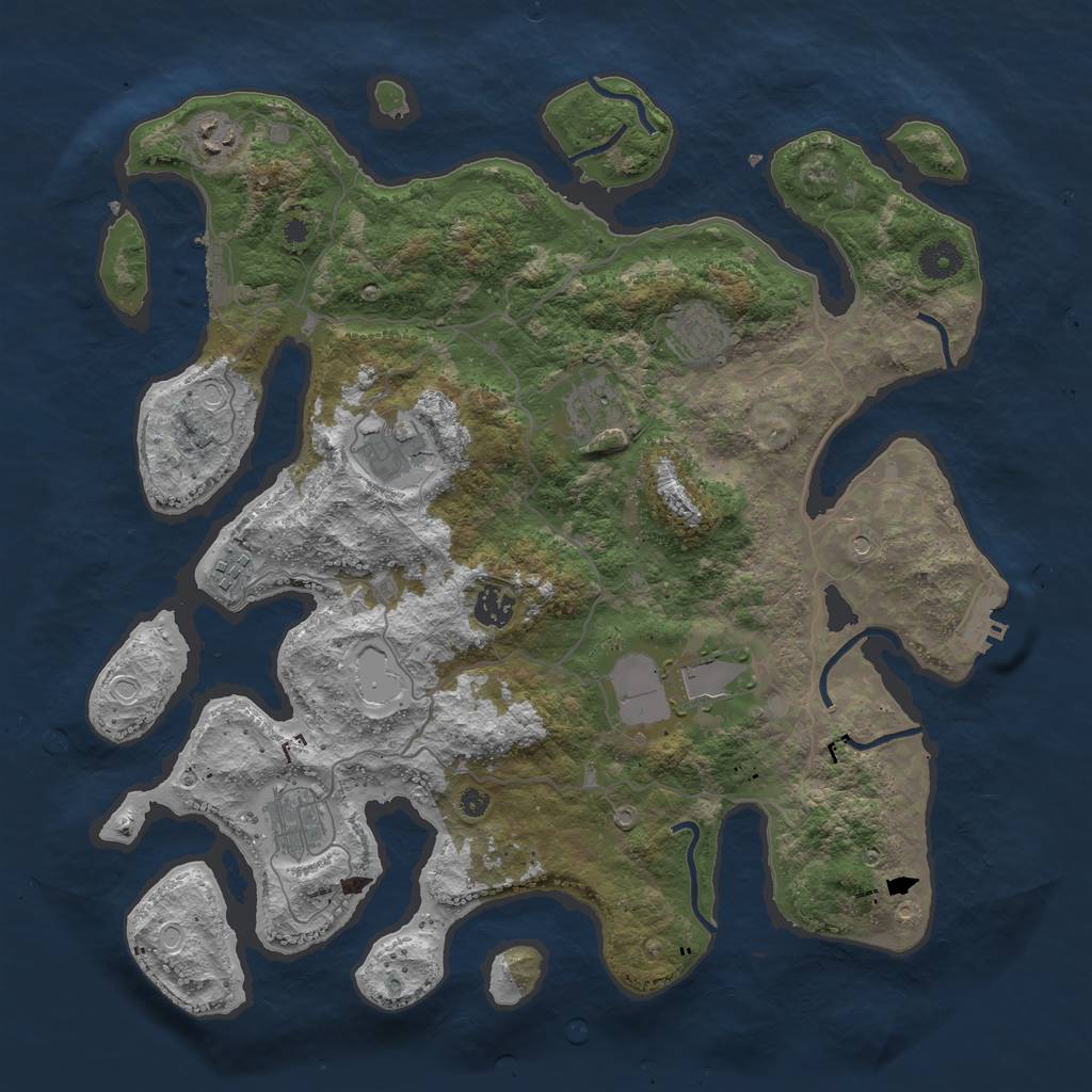 Rust Map: Procedural Map, Size: 4000, Seed: 1474836, 19 Monuments