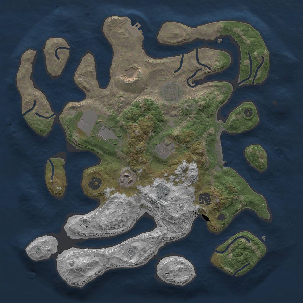 Rust Map: Procedural Map, Size: 3500, Seed: 560744954, 18 Monuments