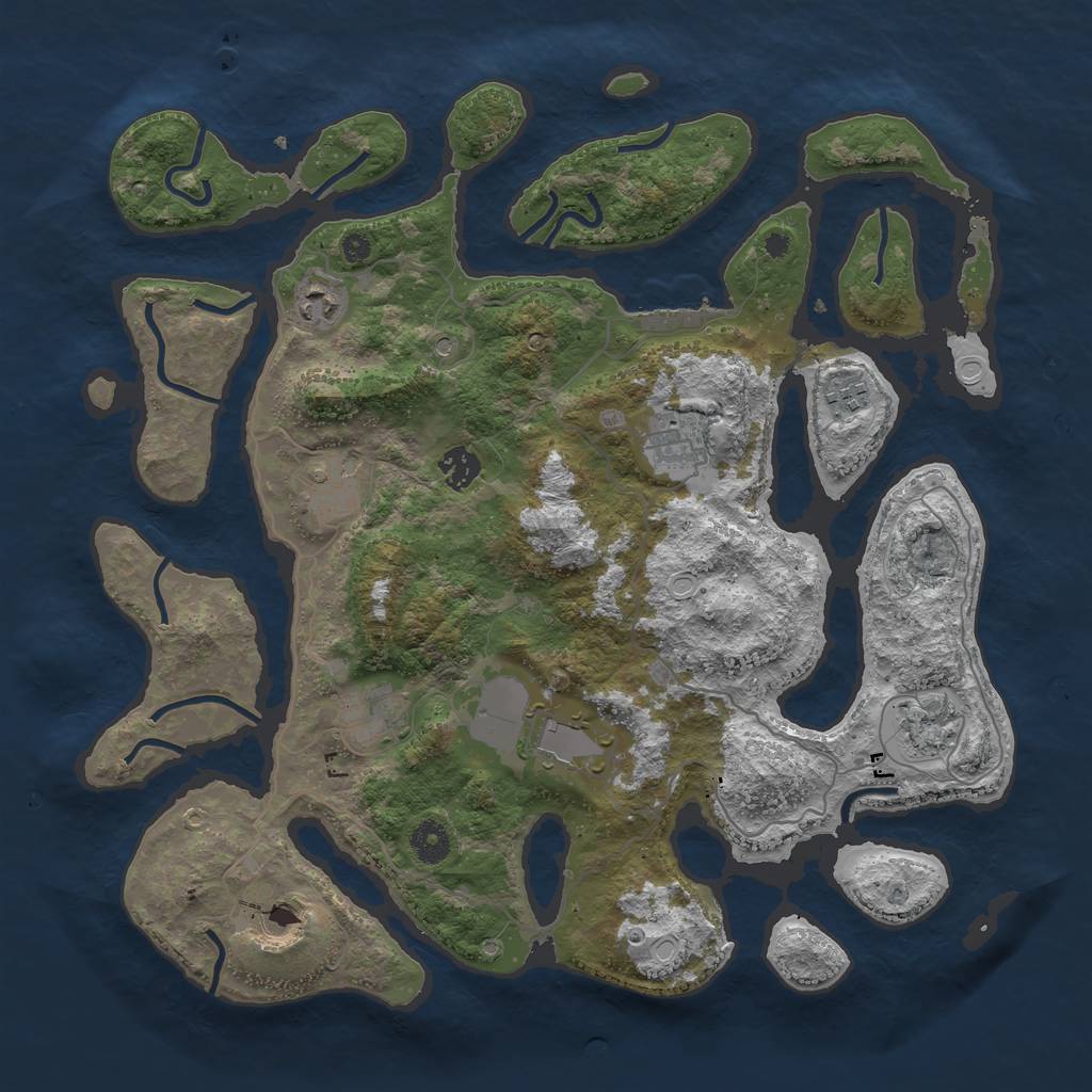 Rust Map: Procedural Map, Size: 4000, Seed: 940583340, 19 Monuments