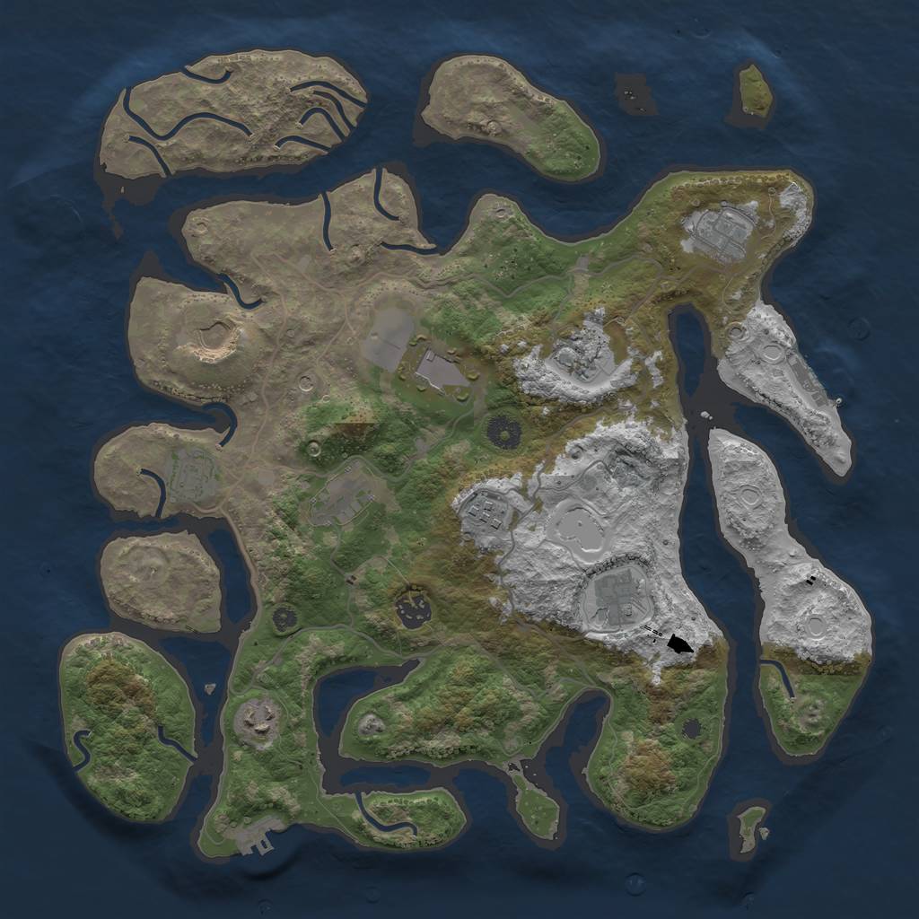 Rust Map: Procedural Map, Size: 4000, Seed: 21083106, 21 Monuments