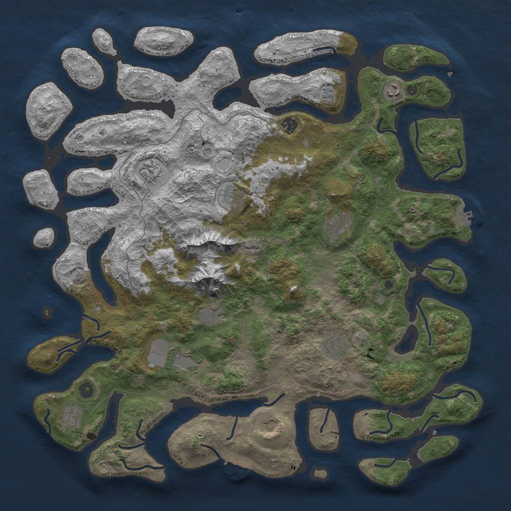 Rust Map: Procedural Map, Size: 5000, Seed: 147601601, 22 Monuments