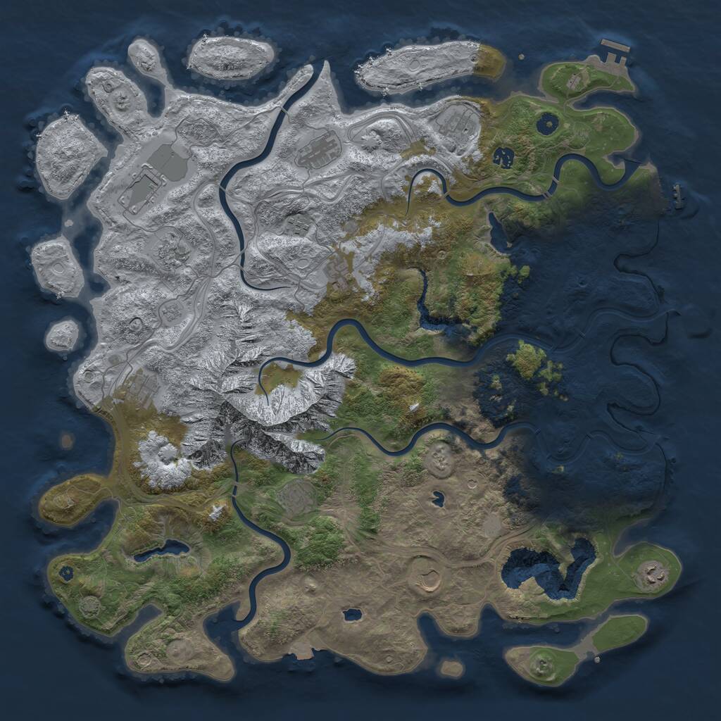Rust Map: Procedural Map, Size: 5000, Seed: 147601601, 17 Monuments