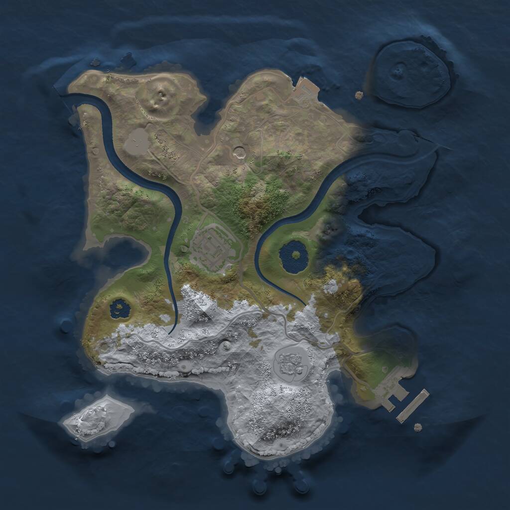 Rust Map: Procedural Map, Size: 2500, Seed: 8282, 5 Monuments