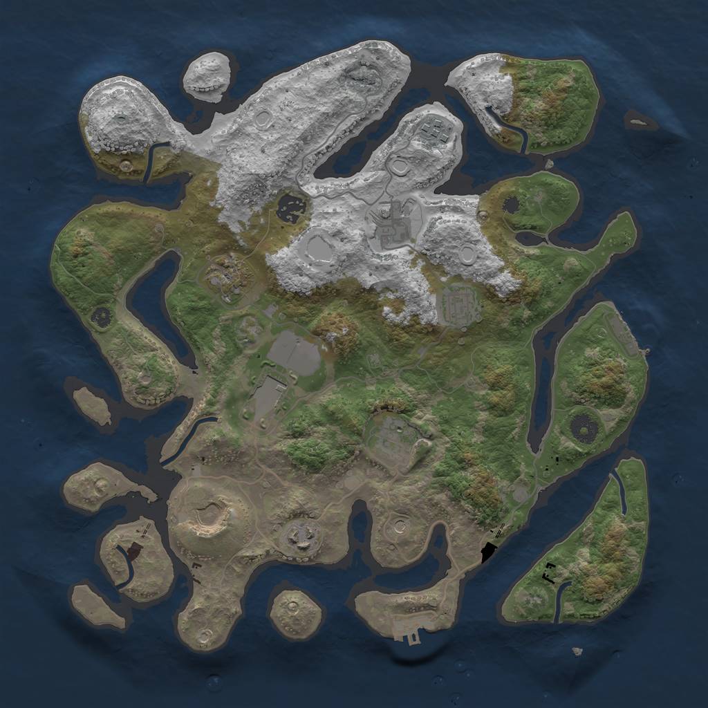 Rust Map: Procedural Map, Size: 3700, Seed: 125460234, 20 Monuments