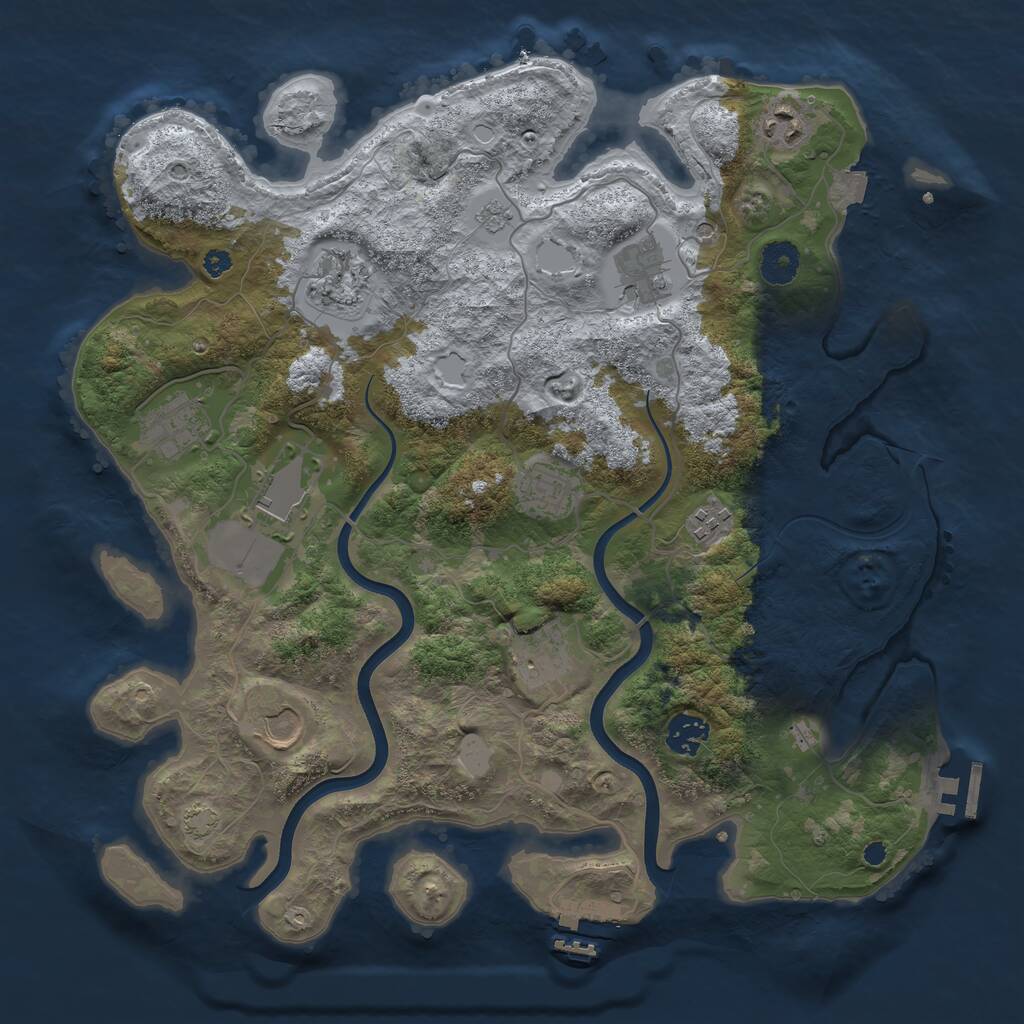 Rust Map: Procedural Map, Size: 3700, Seed: 125460234, 16 Monuments
