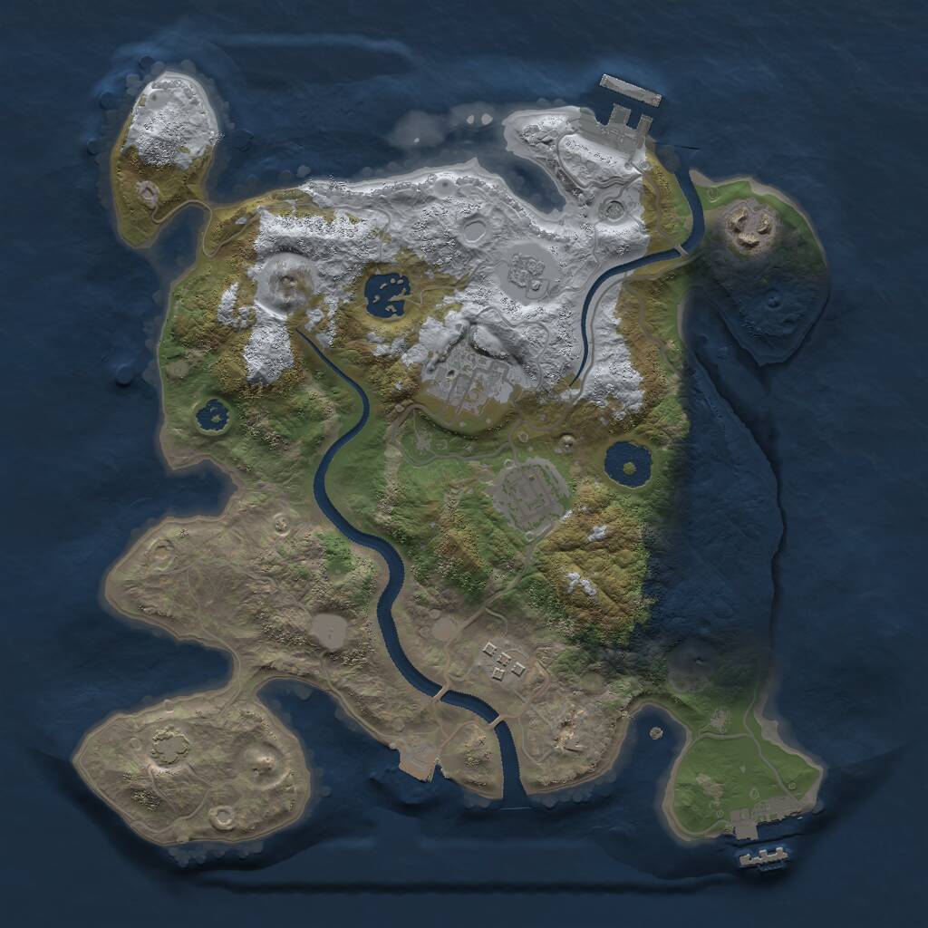 Rust Map: Procedural Map, Size: 3000, Seed: 380114541, 11 Monuments